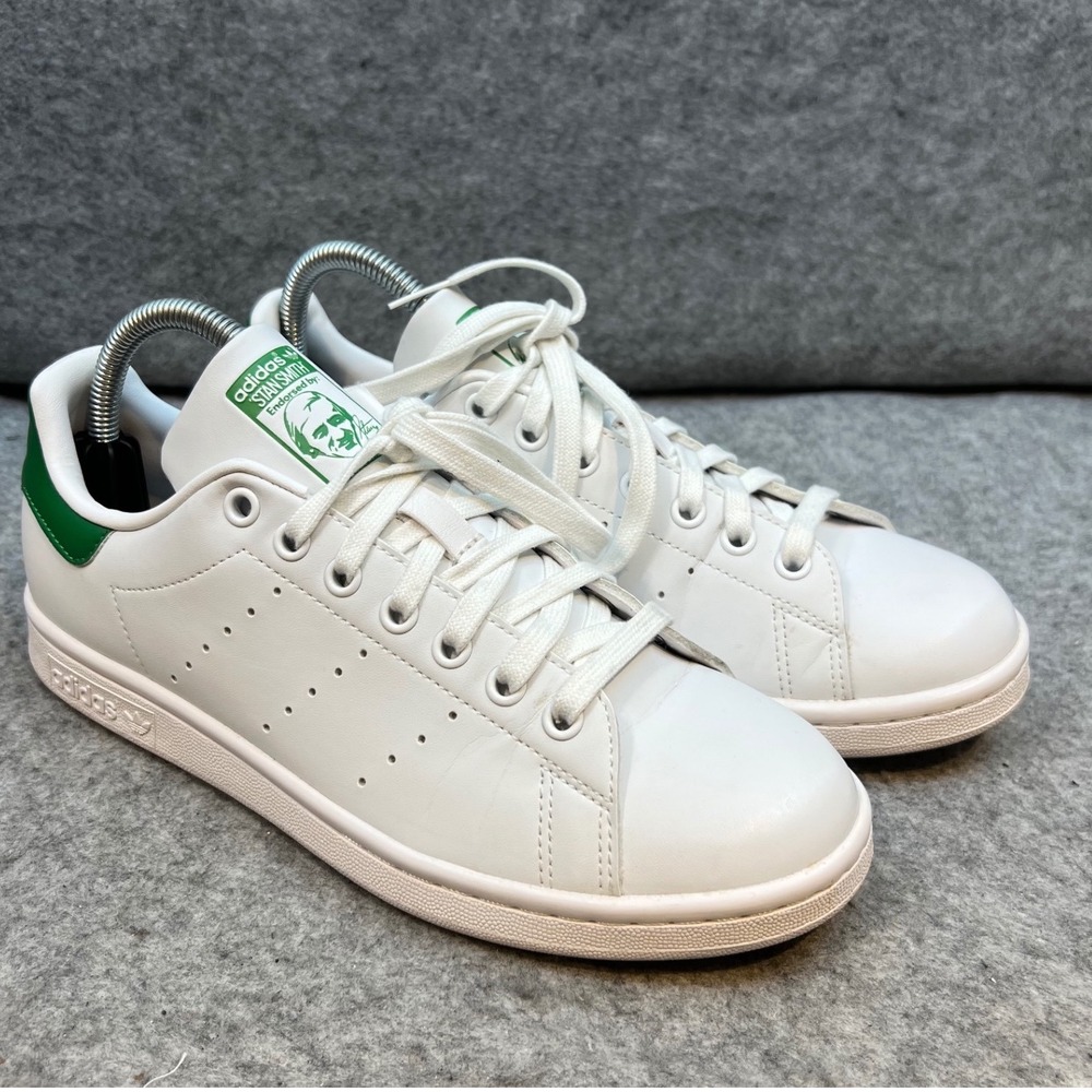 Adidas Stan Smith White Green Leather Low‎ Top Sneakers Tennis Shoes Women's8